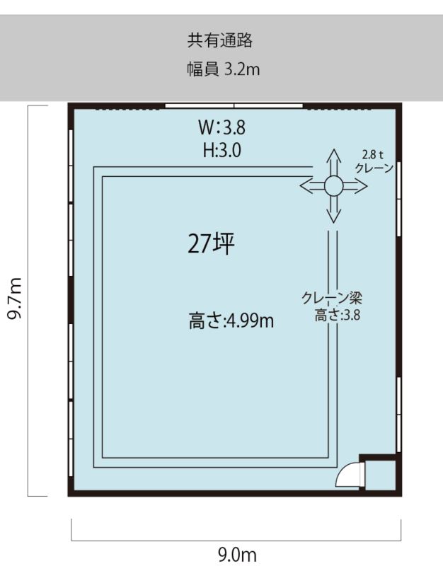 東大阪市宝町クレーン付き倉庫・工場2