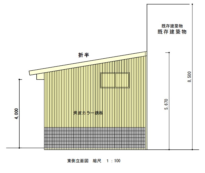 立面図　東側